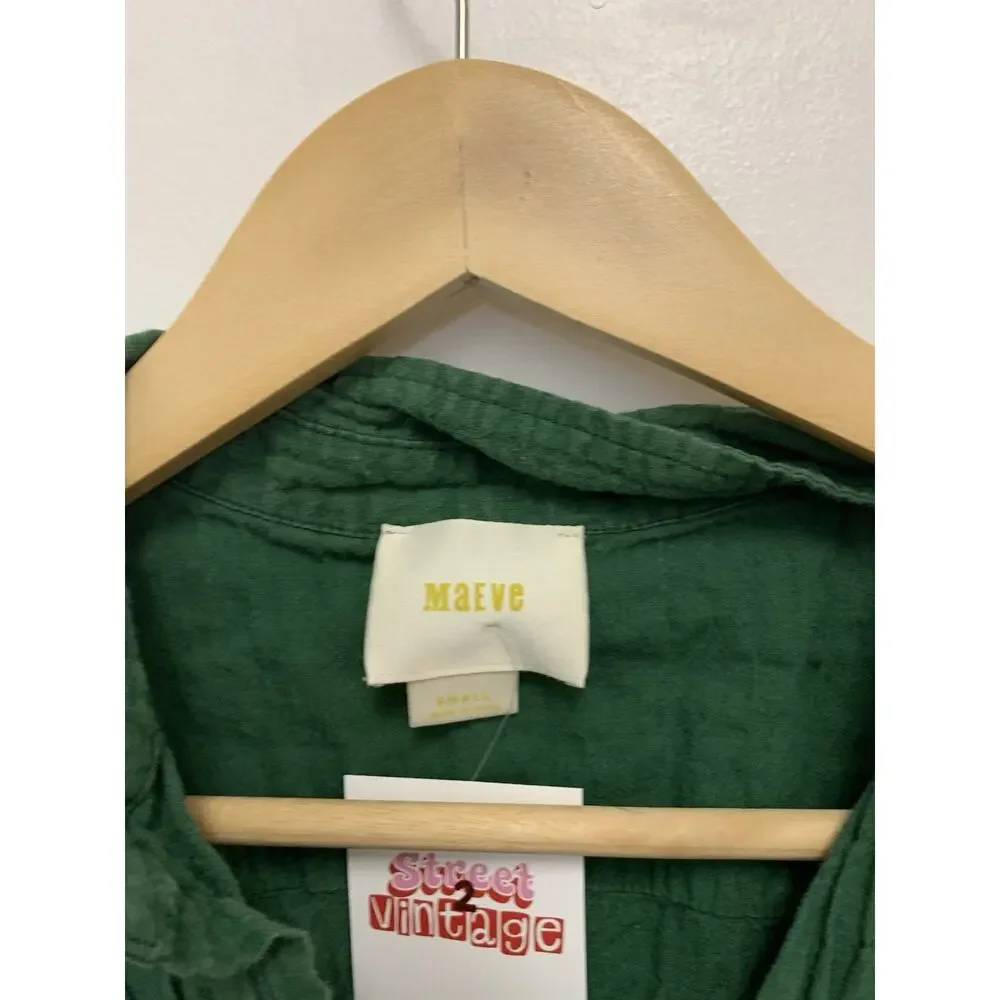 Anthropologie Maeve Bellamy Green Buttondown Size Small - Picture 2 of 4
